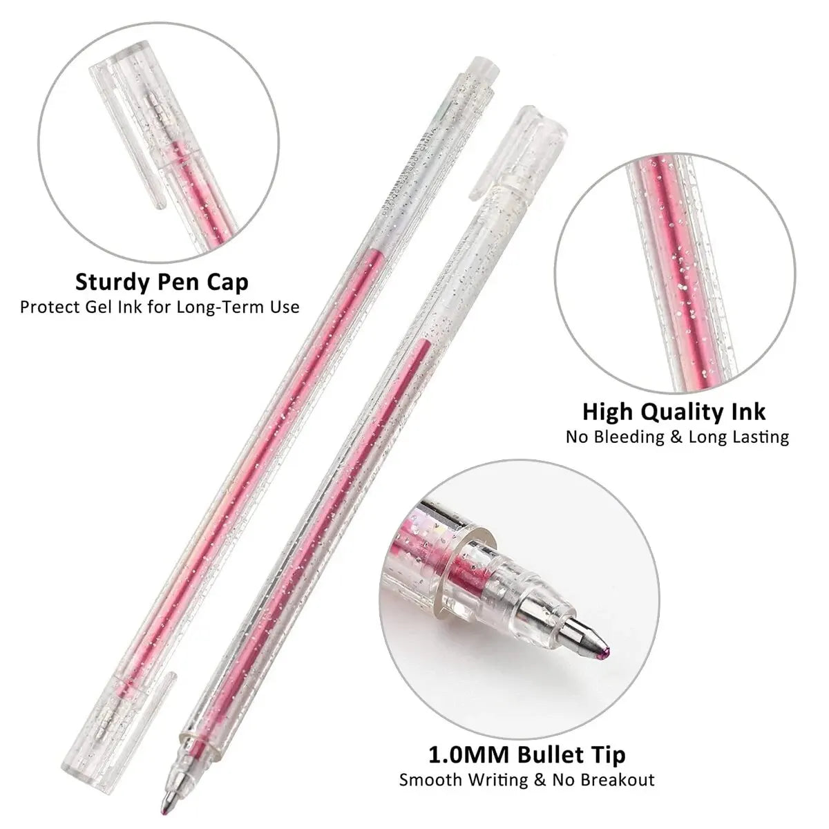 PenStella Glitzer-Gelstifte – 1.0mm Metallic-Glitzer, 8/12/18er Set