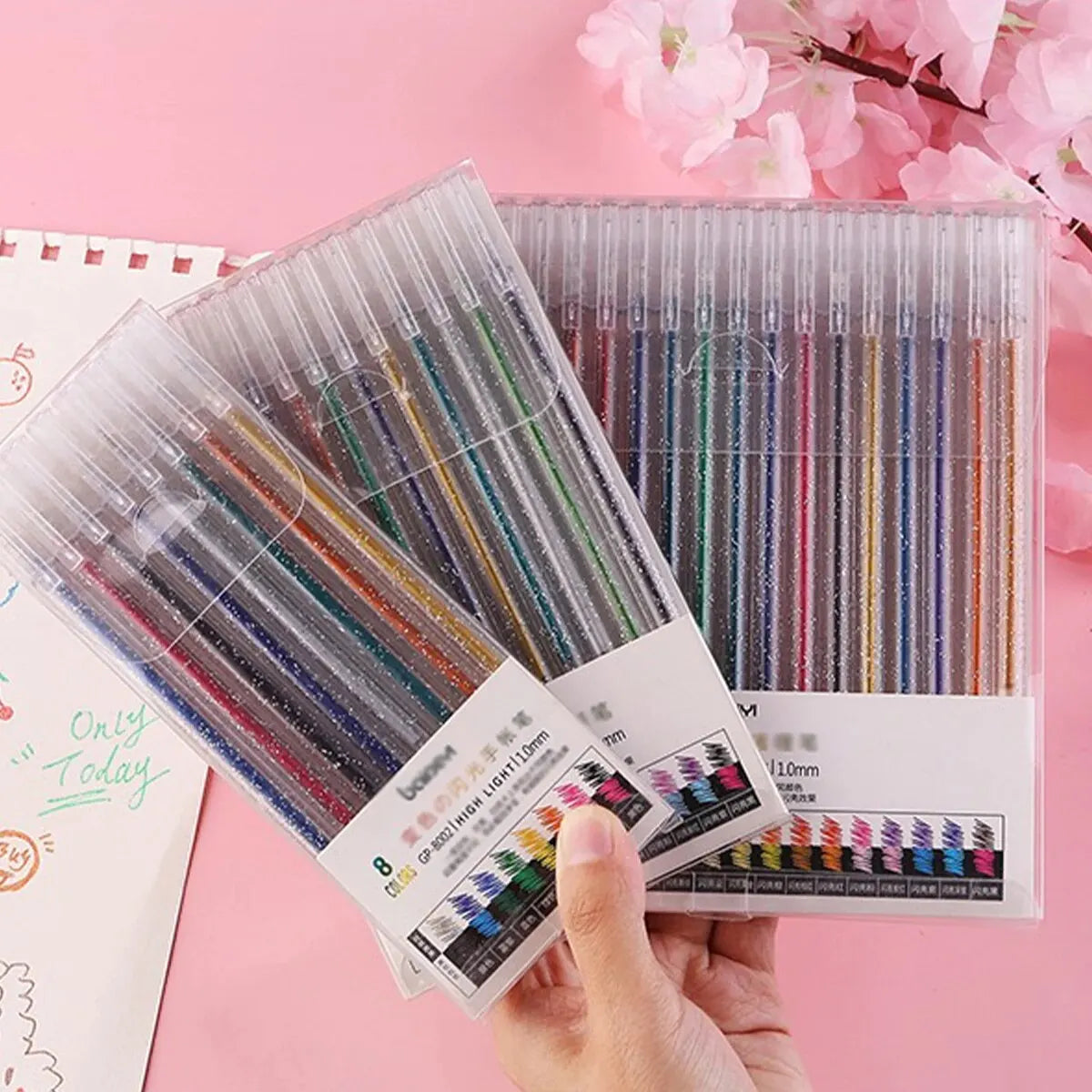 PenStella Glitzer-Gelstifte – 1.0mm Metallic-Glitzer, 8/12/18er Set
