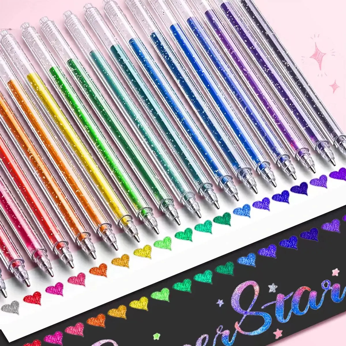 PenStella Glitzer-Gelstifte – 1.0mm Metallic-Glitzer, 8/12/18er Set